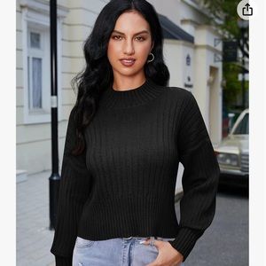 NWOT- ZAFUL mock neck sweater, long sleeve ribbed, knit, basic crop pull over.